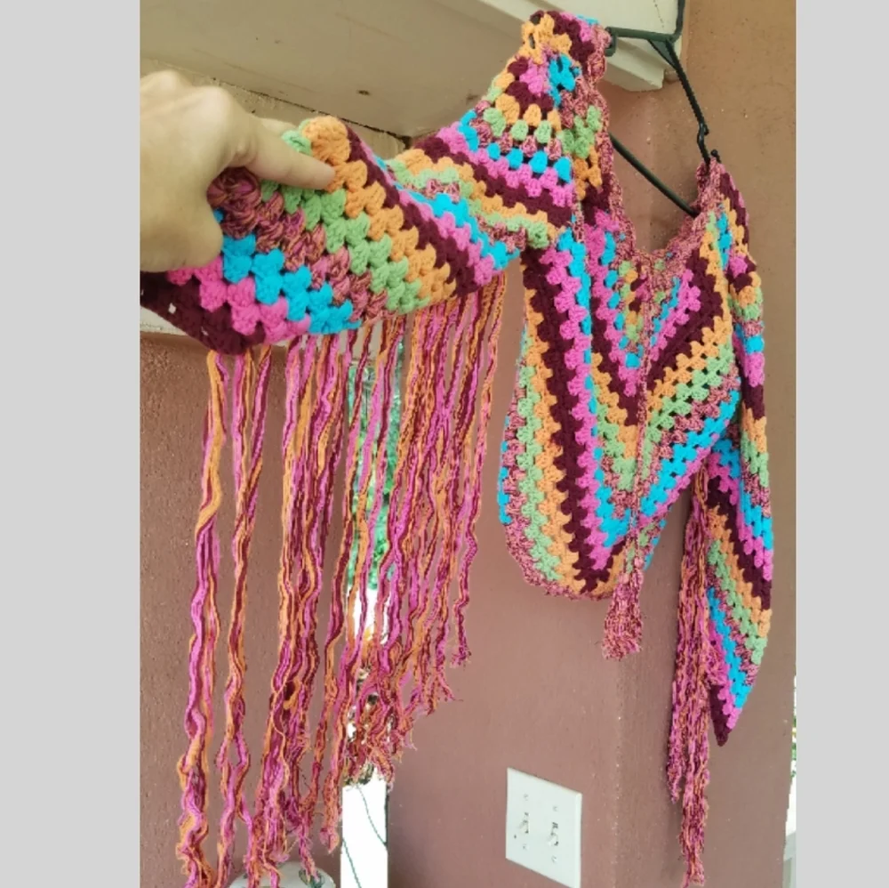 Spell designs Joni rainbow Crochet top S/M tassels - Picture 7 of 8